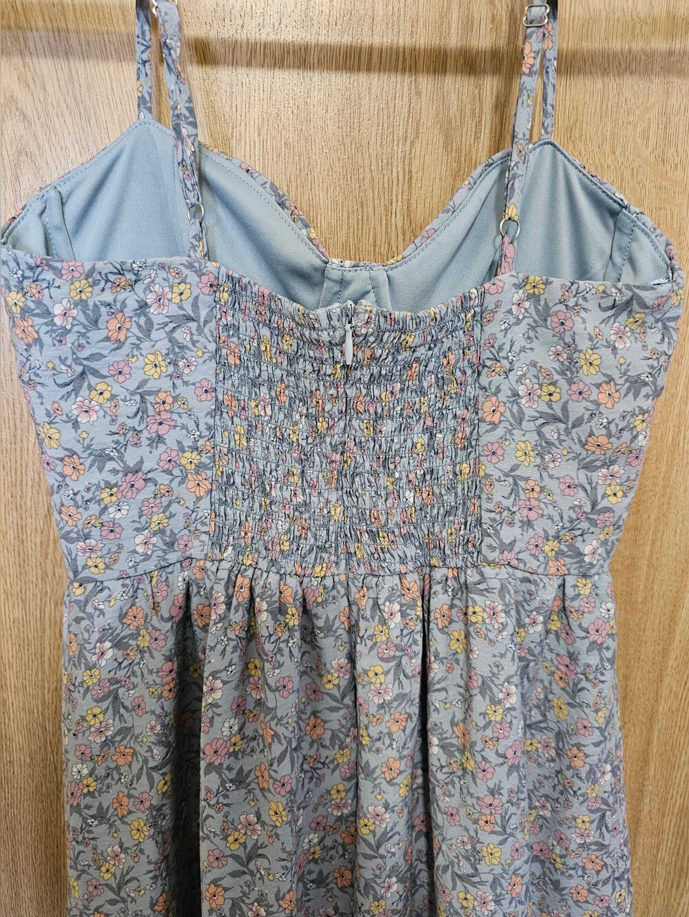 Altar'd State Pale Blue Gray Pink Yellow Floral Maxi Dress Size XS - Picture 7 of 9